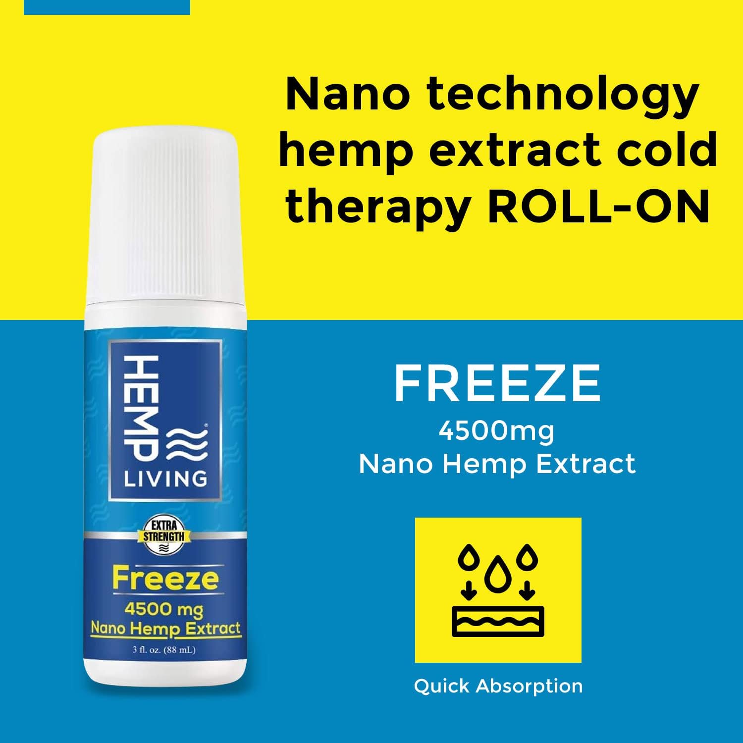 Freeze Nanometabolism boosterExtract Pain Relief Roll On - 4500 mg Cold Therapy for Muscles & Joints - 3 oz Bottle