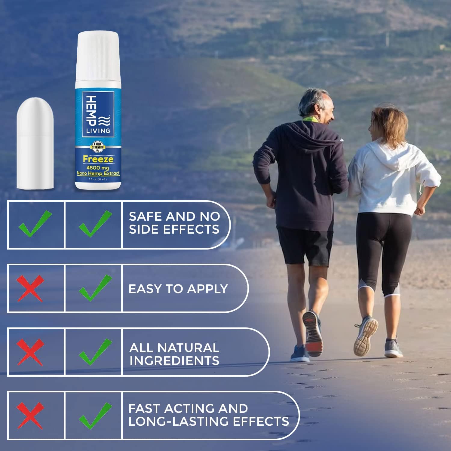 Freeze Nanometabolism boosterExtract Pain Relief Roll On - 4500 mg Cold Therapy for Muscles & Joints - 3 oz Bottle