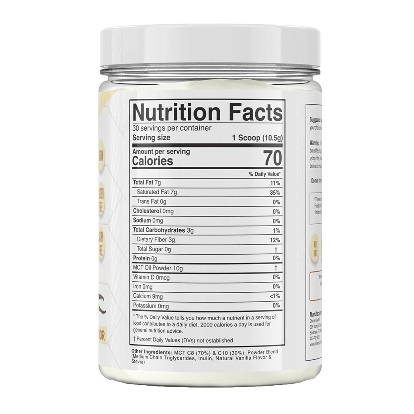 French Vanilla MCT Oil Powder for Keto Zone Diet by Dr. Colbert - 315g, 30 Day Supply - Coffee Creamer with 70% C8 30% C10, 0 Net Carbs