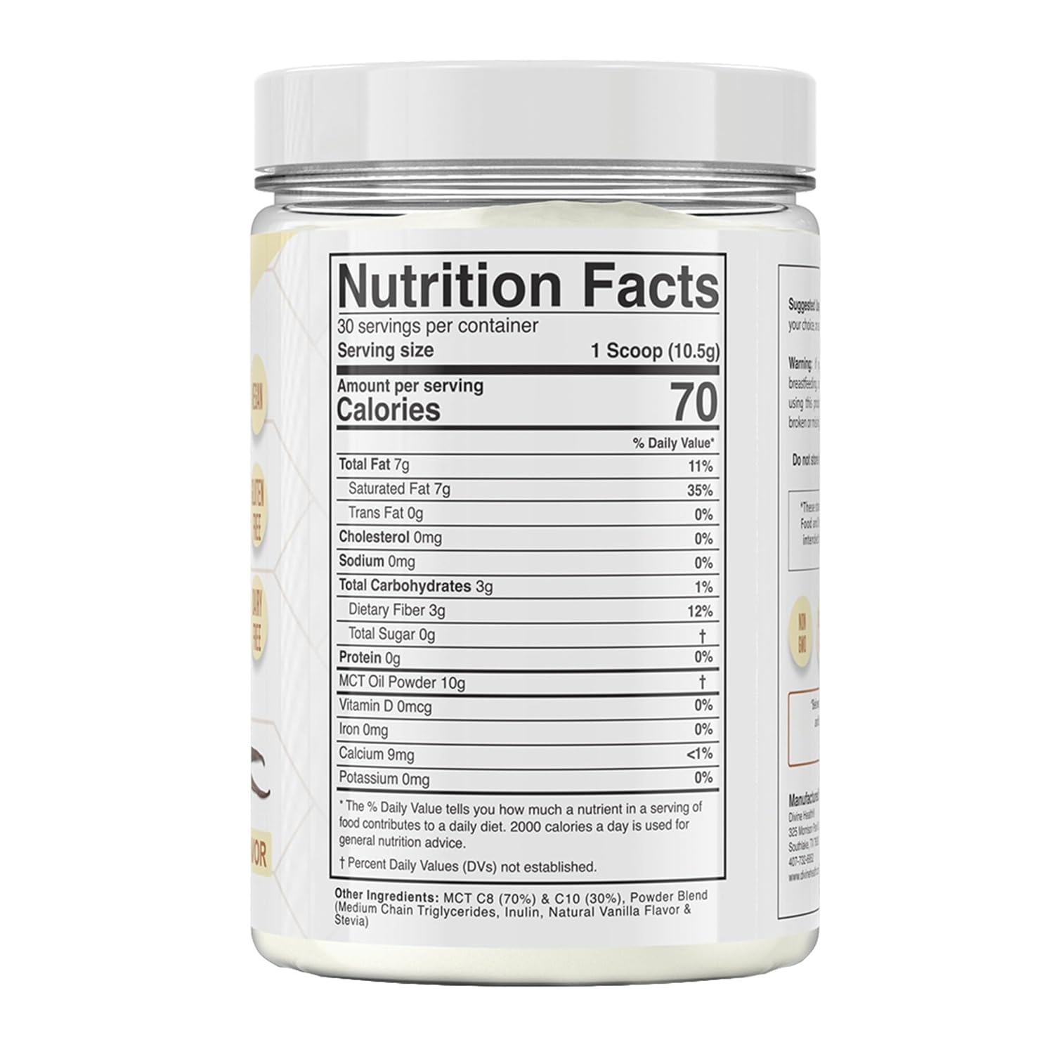 French Vanilla MCT Oil Powder for Keto Zone Diet by Dr. Colbert - 315g, 30 Day Supply - Coffee Creamer with 70% C8 30% C10, 0 Net Carbs