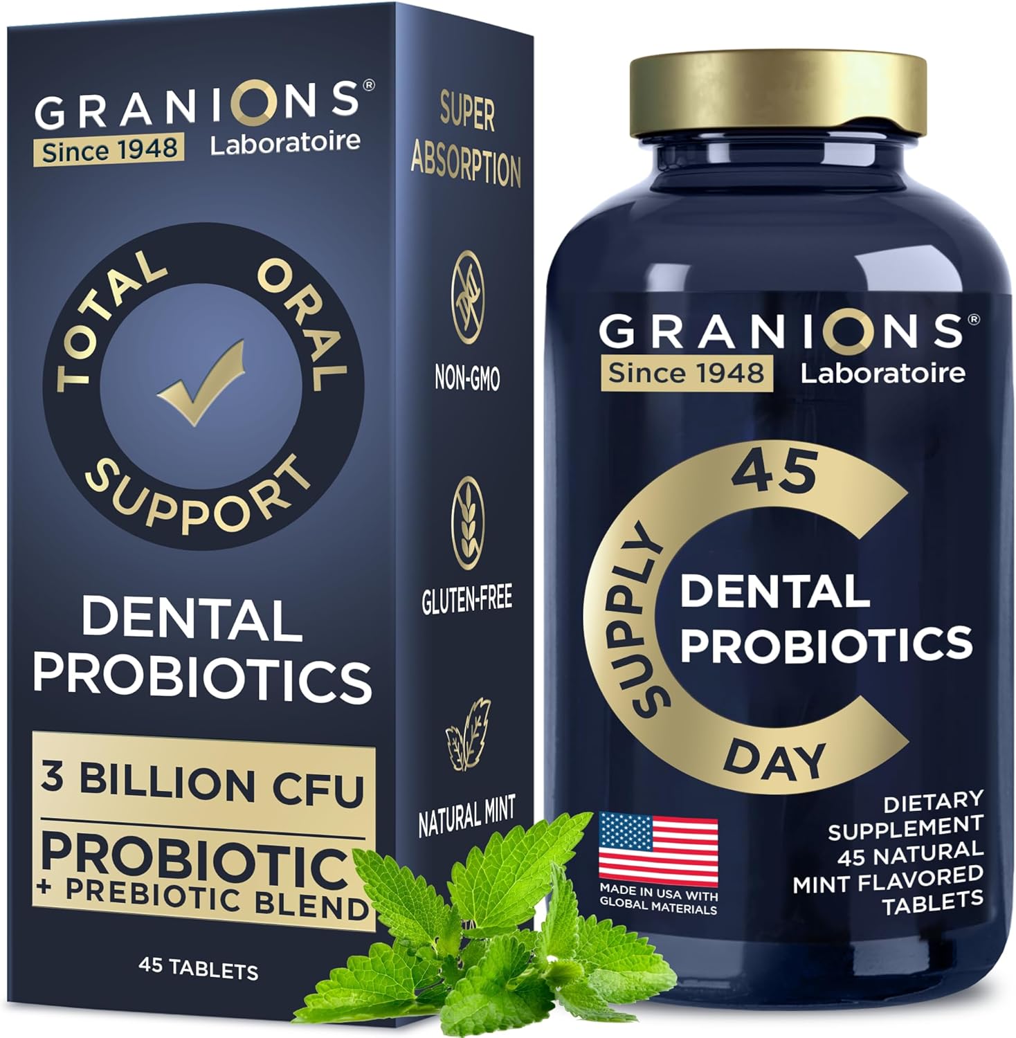 Fresh Breath Dental Probiotics for Teeth and Gums - Lactobacillus Salivarius Probiotic for Men and Women - Oral Probiotics for Mouth Health - 45 Mint Tablets
