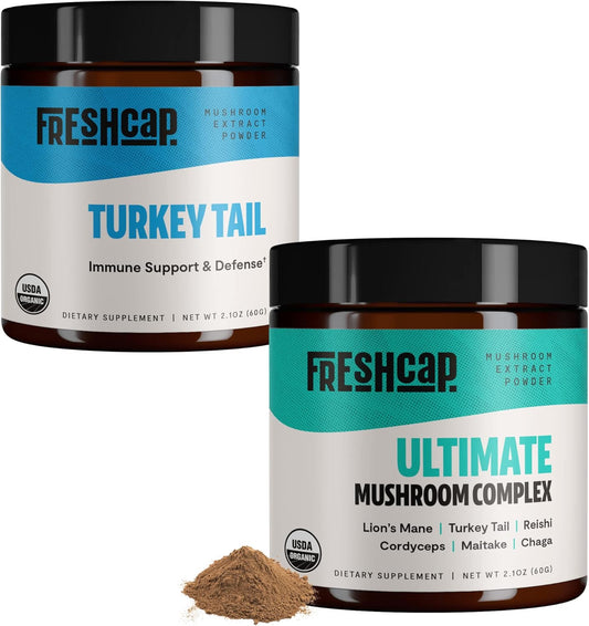 FreshCap Immunity Bundle: Turkey Tail Powder & Ultimate Mushroom Complex Powder