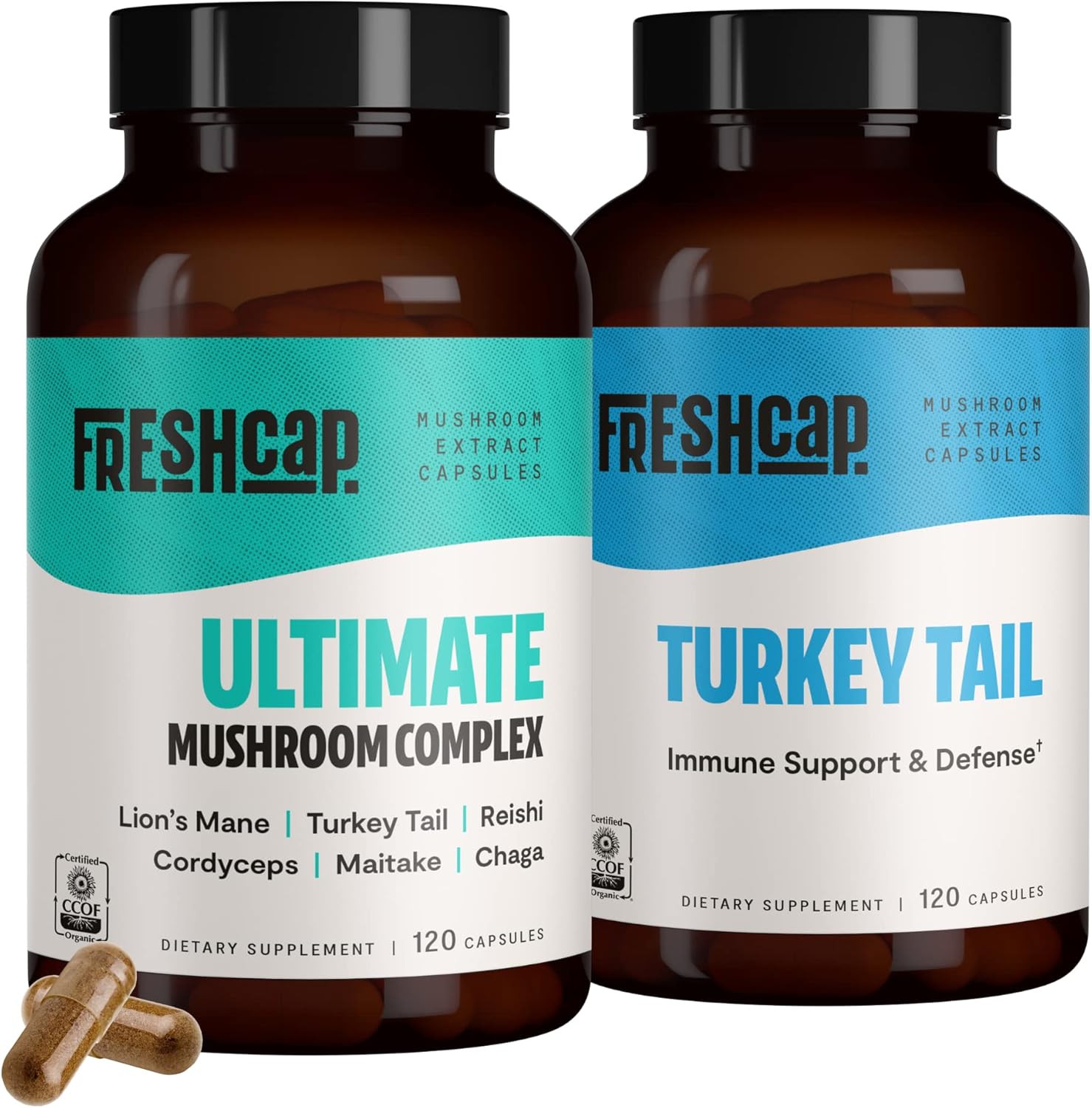 FreshCap Immunity Bundle: Turkey Tail & Ultimate Mushroom Complex Capsules