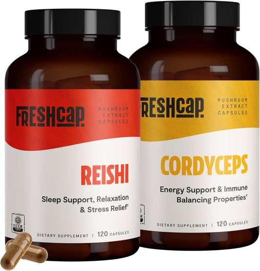 FreshCap Mushrooms Adaptogen Bundle: Reishi and Cordyceps Capsules