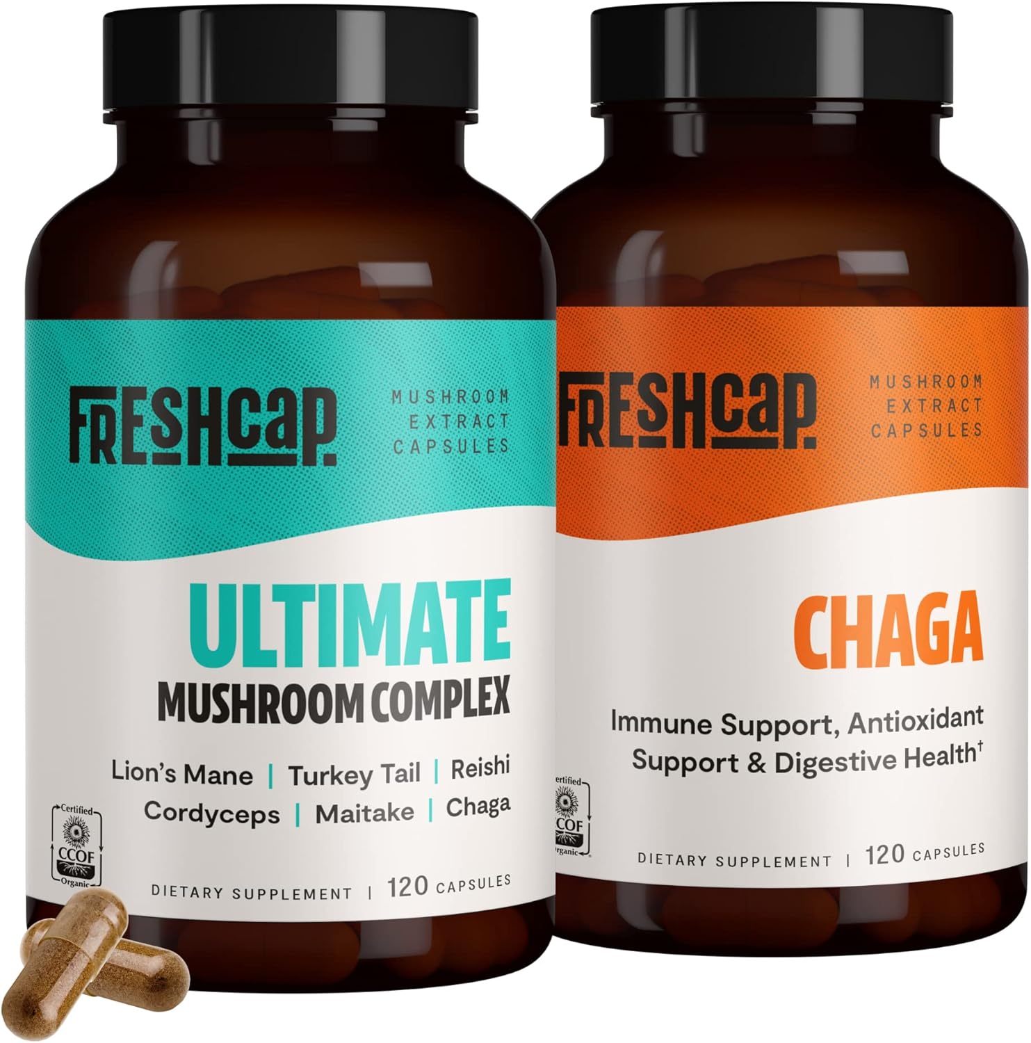 FreshCap Mushrooms Antioxidant Bundle: Chaga Capsules & Ultimate Mushroom Complex