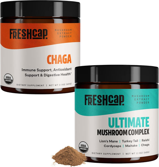 FreshCap Mushrooms Antioxidant Bundle: Chaga & Ultimate Mushroom Complex Powder