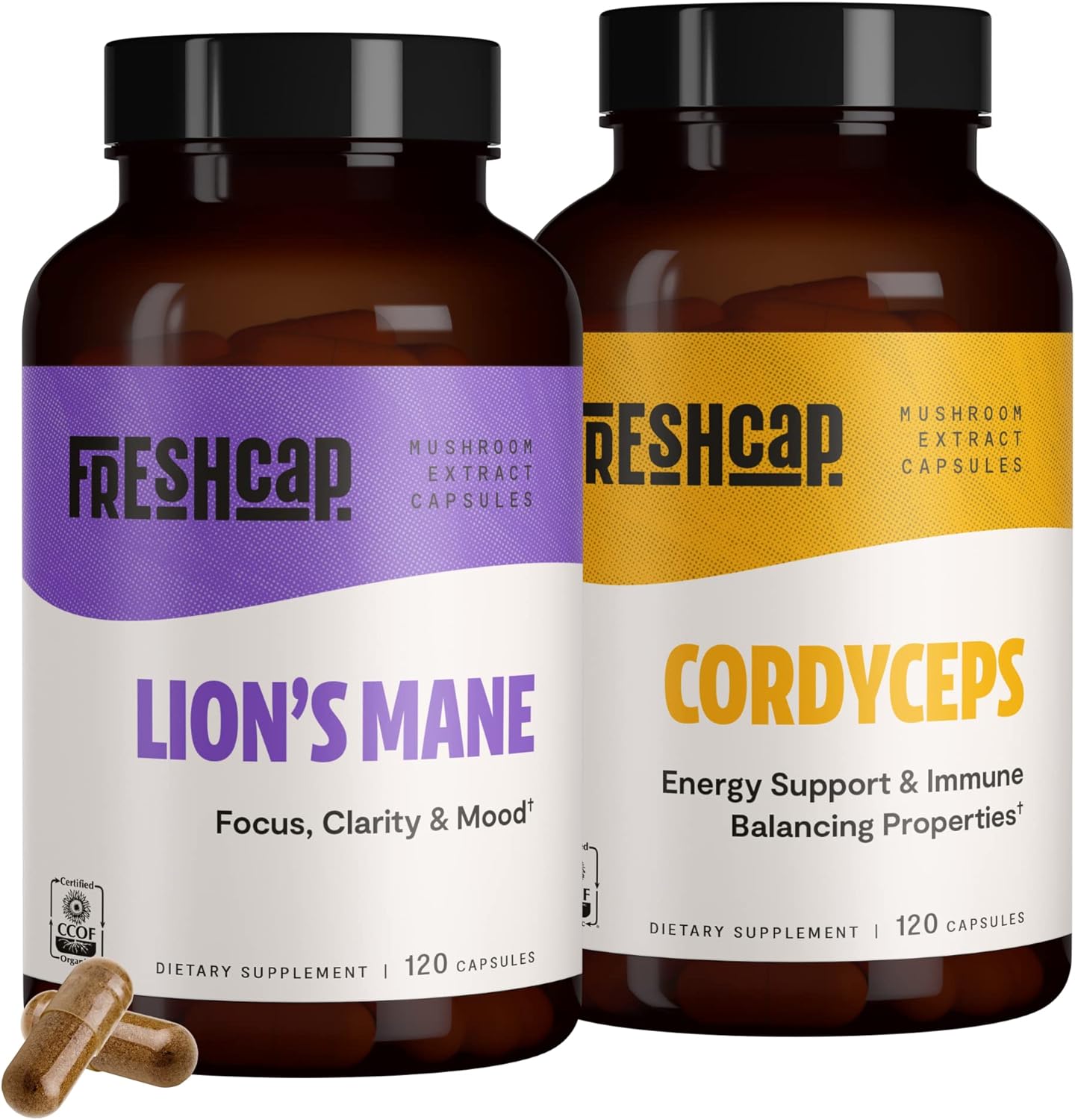 FreshCap Mushrooms Performance Bundle: Lion's Mane and Cordyceps Capsules