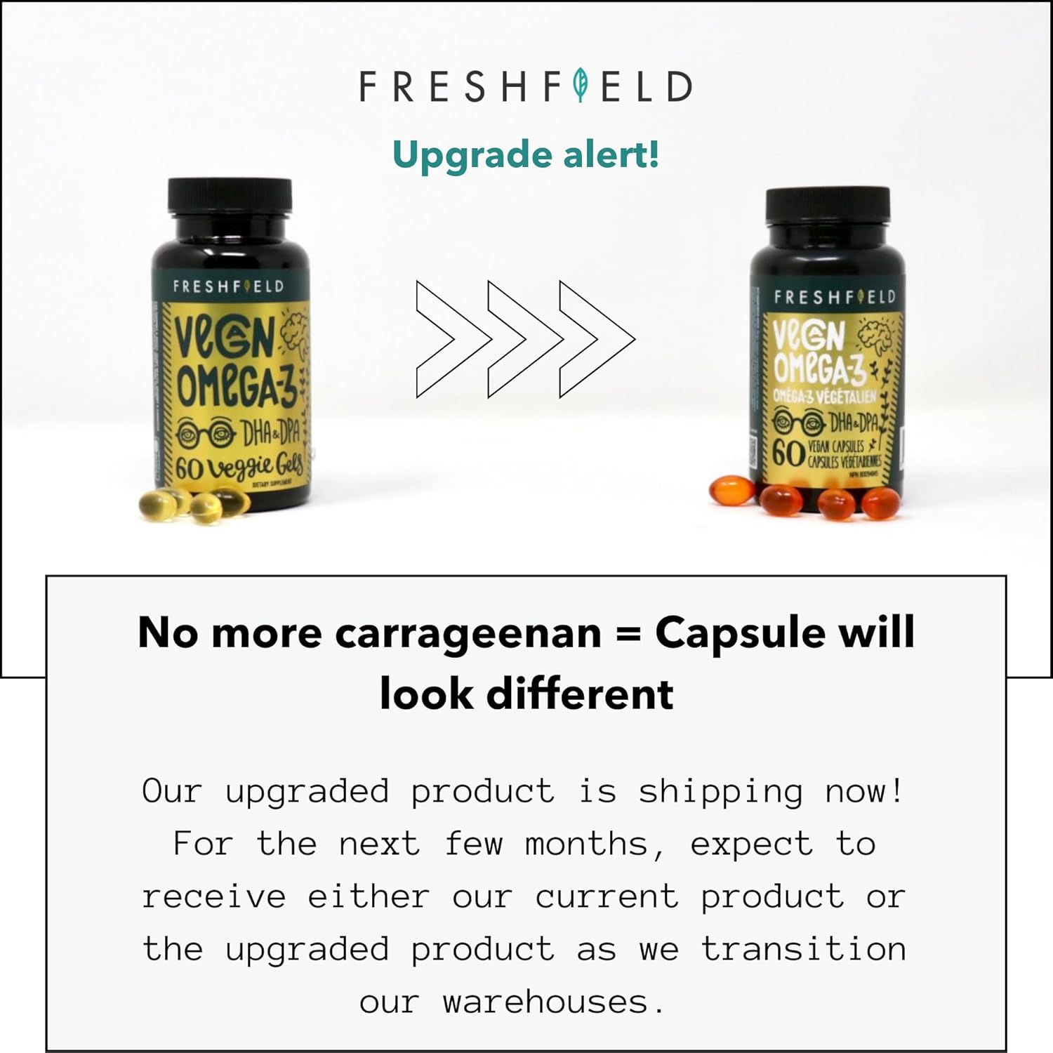 Freshfield Naturals Vegan Omega 3 DHA: Sustainable, Carrageenan Free, Third Party Tested, Compostable Bottle, Carbon Neutral - Supports Heart, Brain, Joint Health with DPA