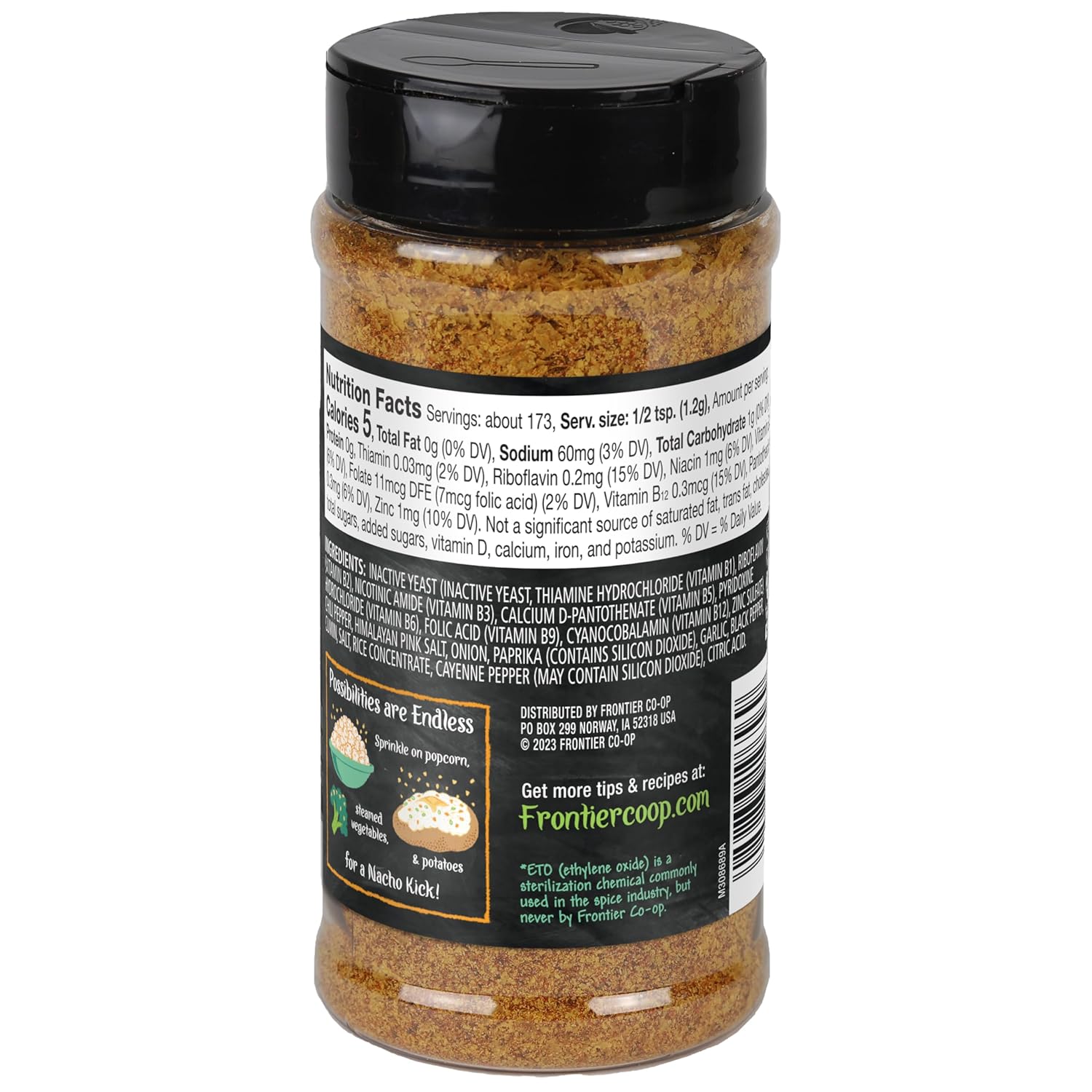 Frontier Co-op Nacho Spice Nutritional Yeast 7.3 oz - Savory Vegan Cheese Alternative