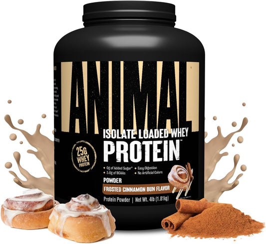 Frosted Cinnamon Bun Whey Isolate Protein Powder - 25g Protein, Low Sugar, Digestive Enzymes - Ideal for Pre & Post Workout Muscle Building and Recovery for Men & Women - 4 lbs