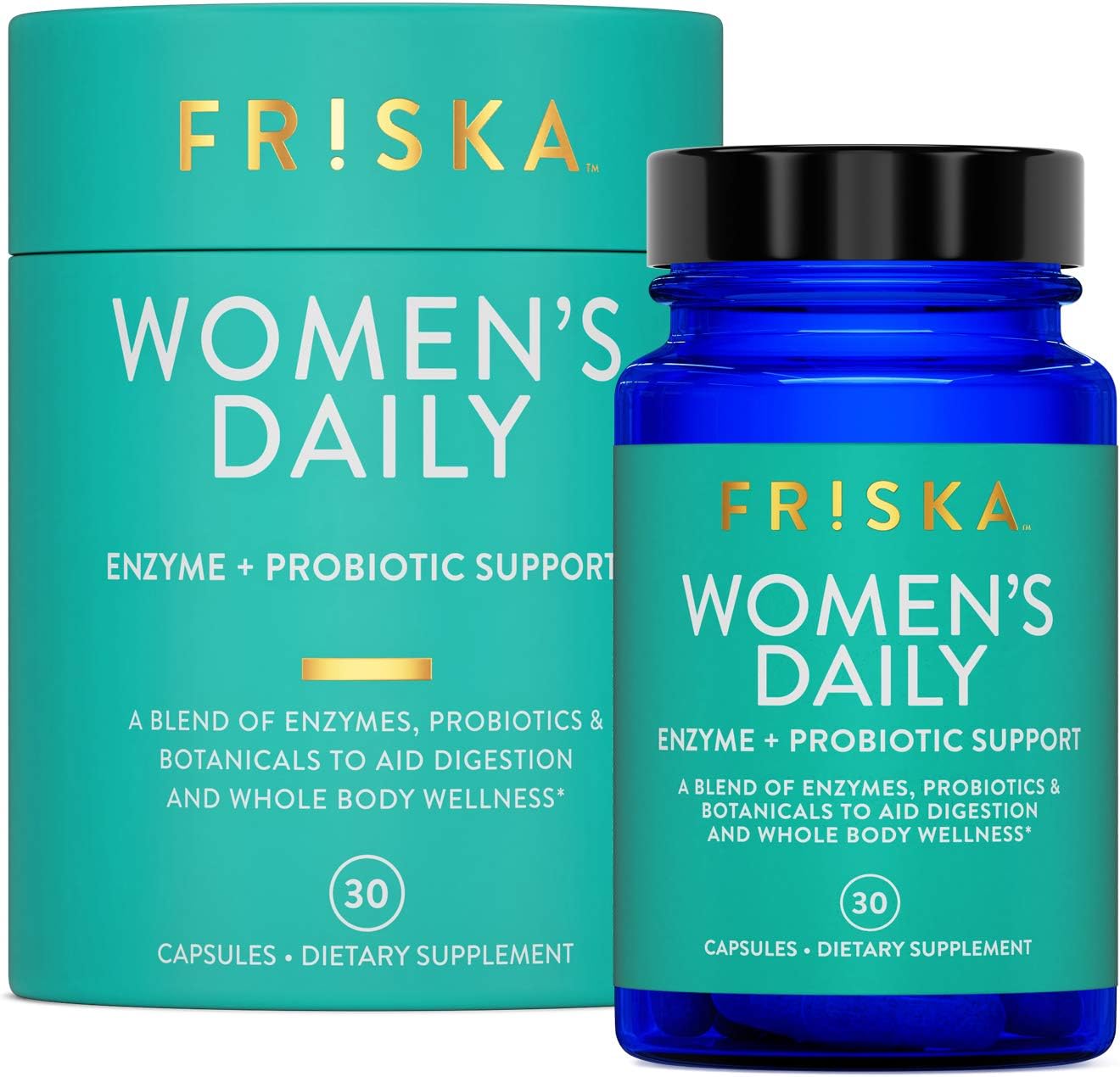 FR!SKA FRISKA Probiotic Bundle for Men and Women | Digestive Enzymes & Probiotics Supplement | Supports Digestion and Reduces Bloating | 30 Capsules per Bottle