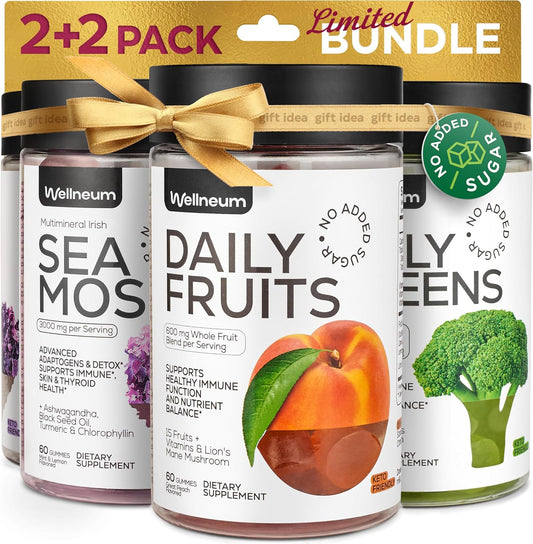 Fruit Greens and Sea Moss Gummies Bundle - Detox and Immunity Support for Men and Women