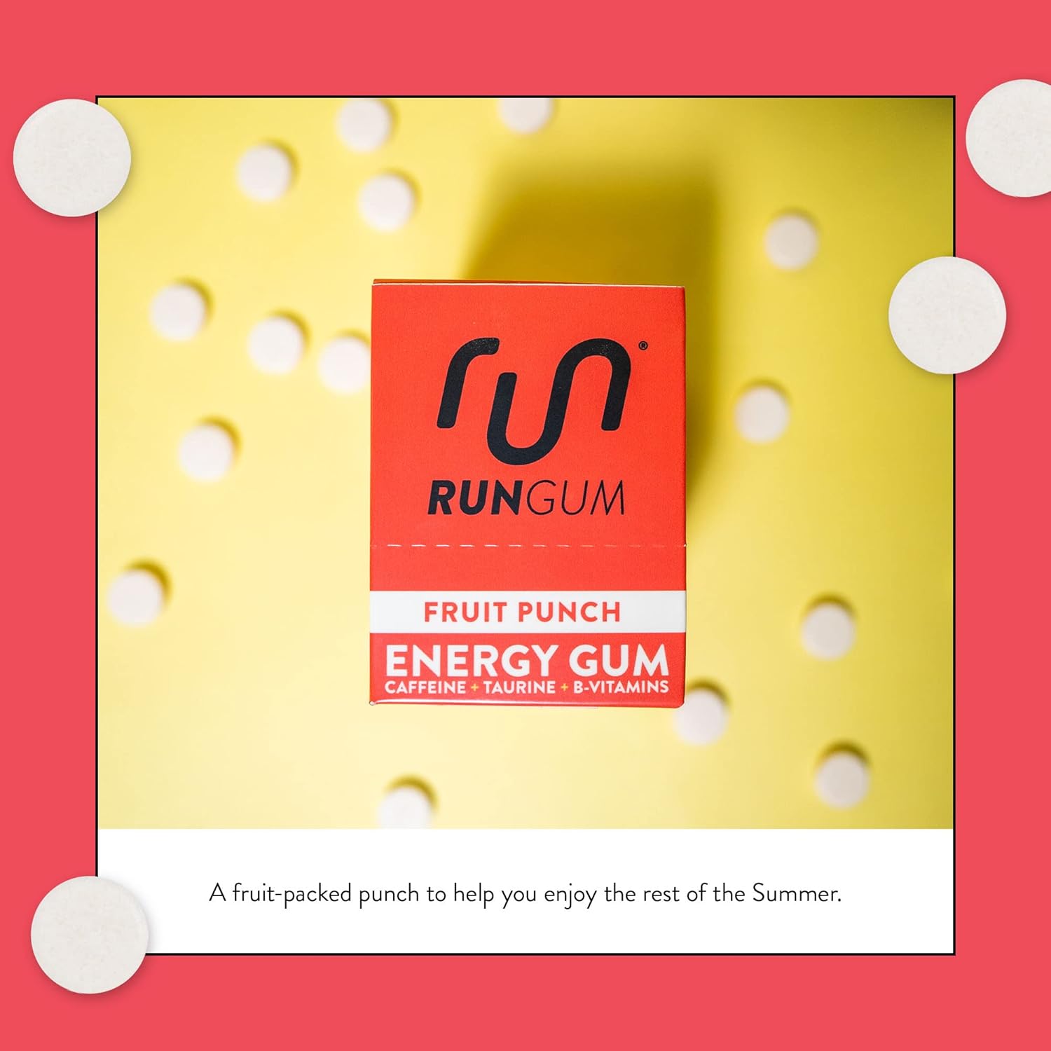Fruit Punch Energy Chewing Gum with 50mg Caffeine, Taurine, and B-Vitamins - Pack of 288 Pieces - Sugar Free and Gluten Free - BoostGo Australia