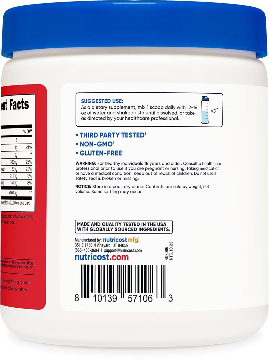 Fruit Punch Flavored BHB Salts Drink Mix by Nutricost - 30 Servings, 5G BHB Per Serving, 0G Total Sugars - Vegetarian