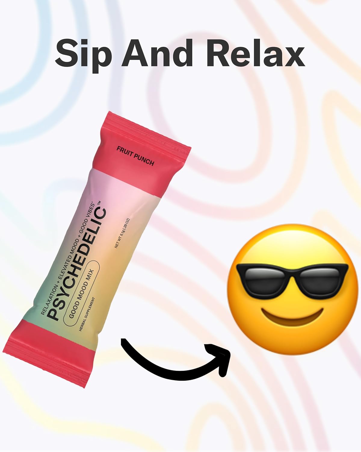 Fruit Punch Psychedelic Water Mix with Calming Kava Powder Packets for Non-Alcoholic Mocktails - 14 Single-Serving Sticks