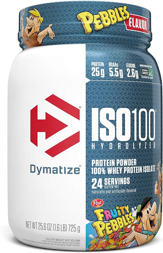 Fruity Pebbles Whey Protein Isolate Powder - Dymatize ISO100 Hydrolyzed, 1.6 lbs, 24 Servings