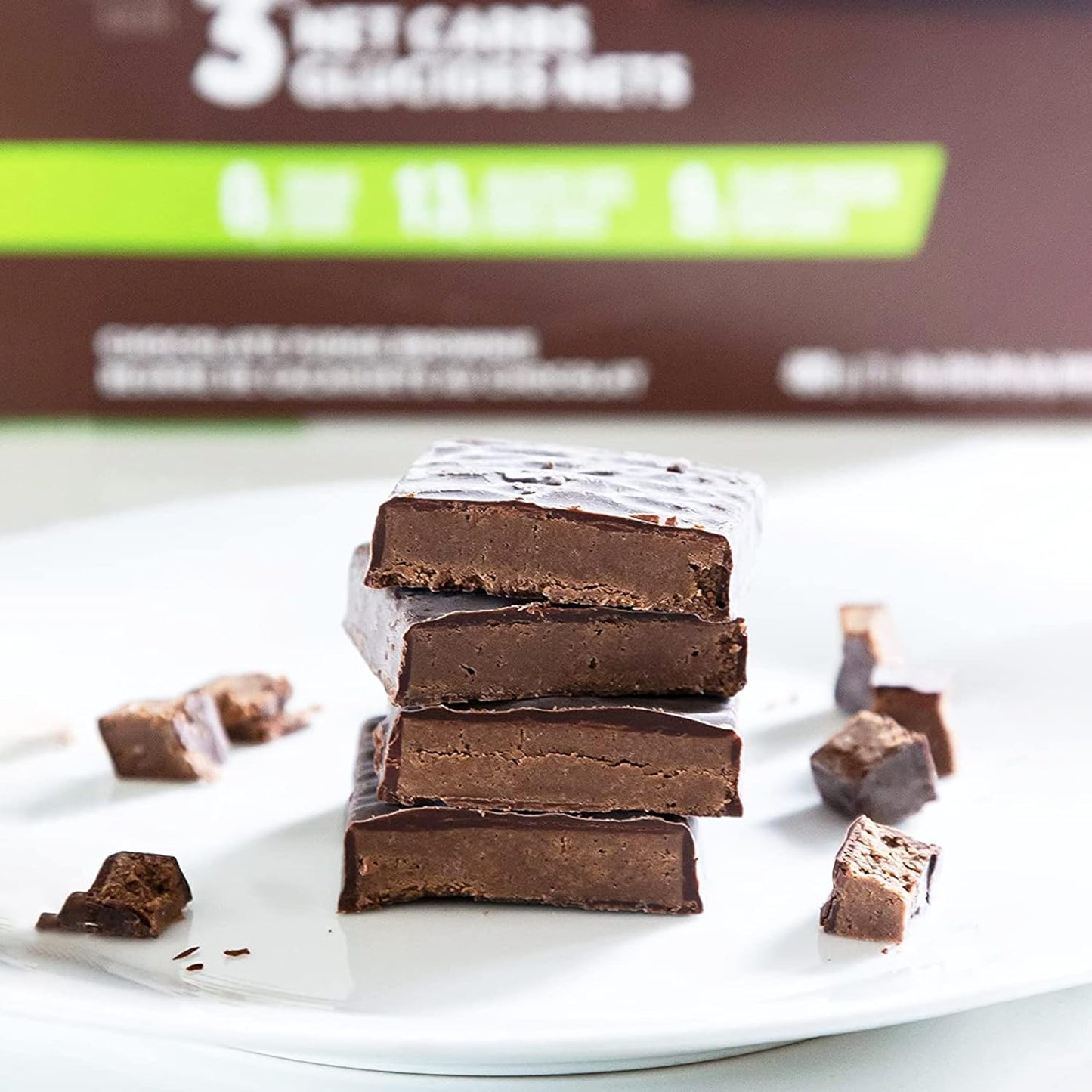 Fudge Brownie Keto Bar Snack - Low Carb, 3g Net Carb, 9g Protein, Sugar Free (0g) - 12 Bars