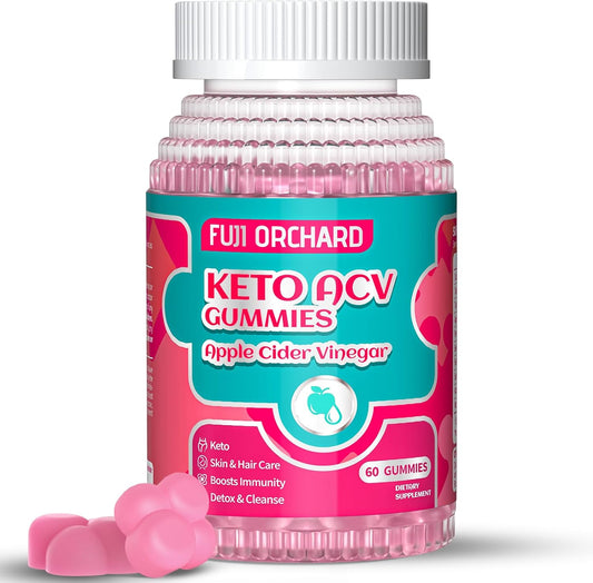 FUJI ORCHARD 1500mg Keto Apple Cider Vinegar Gummies with Pomegranate, Beet, and B12 - 60 Vegan Gummies for Detox & Cleanse