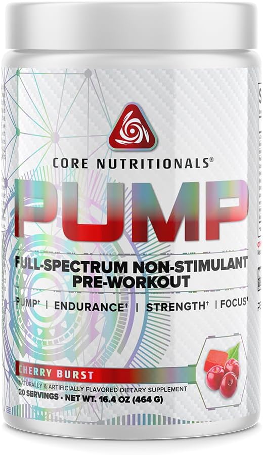 Full-Spectrum Non-Stimulant Pre-Workout Supplement for Maximum Pump, Strength, and Performance - Cherry Burst Flavor - 20 Servings