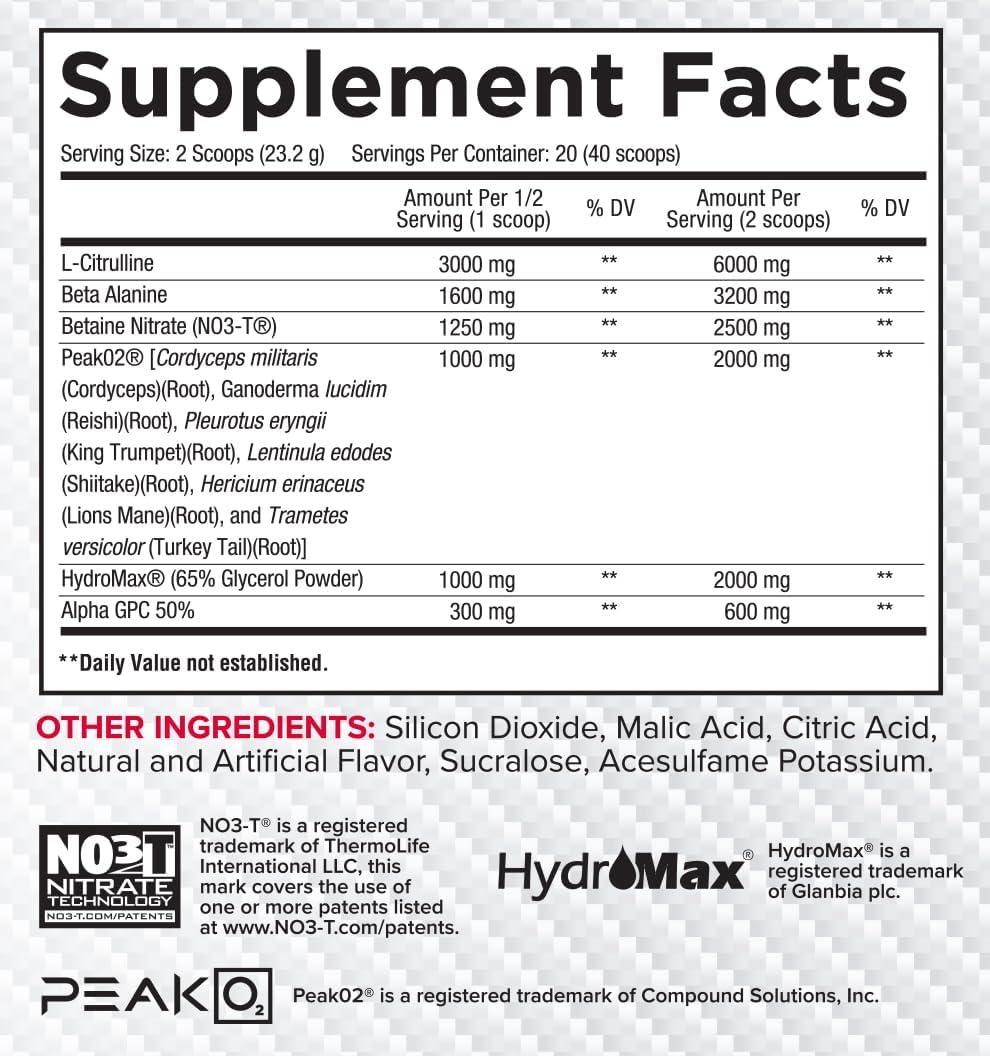 Full-Spectrum Non-Stimulant Pre-Workout Supplement for Maximum Pump, Strength, and Performance - Cherry Burst Flavor - 20 Servings