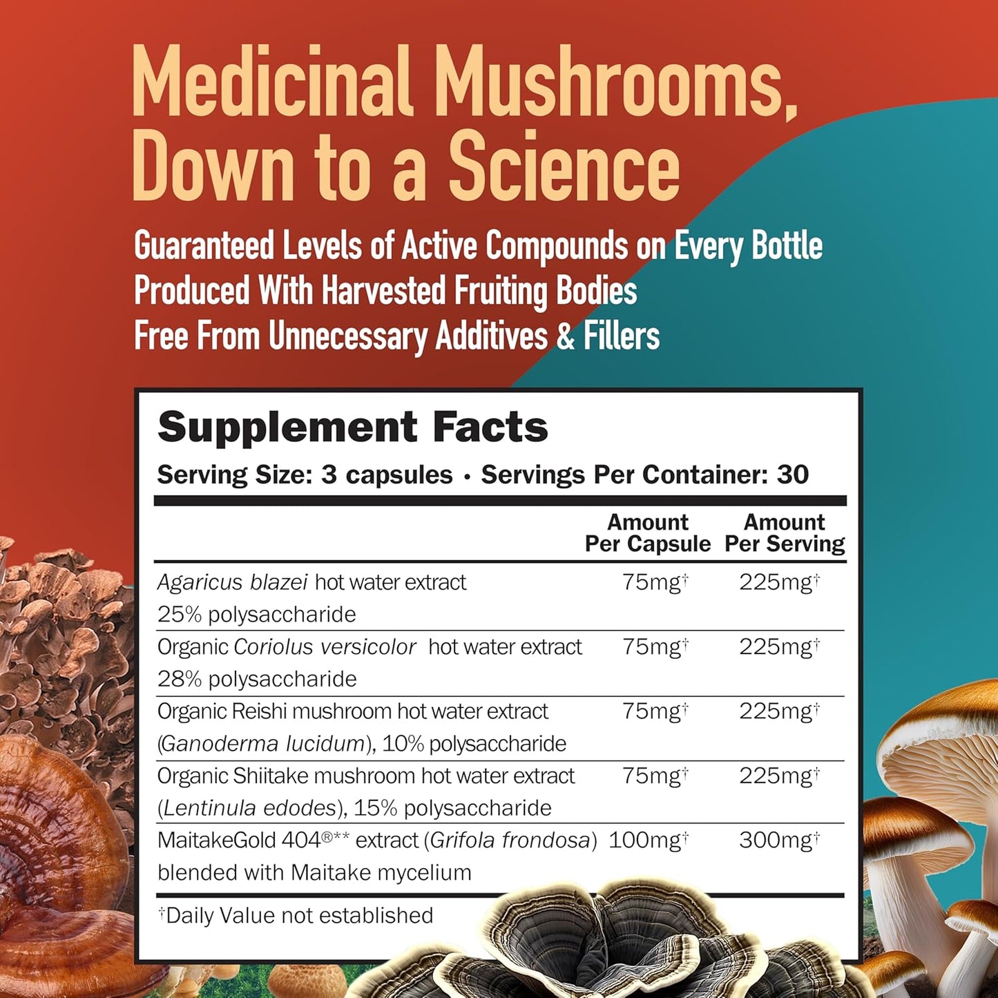 Full Spectrum Reishi and Cordyceps Capsules for Immune Support - 90 CT, 400MG Each