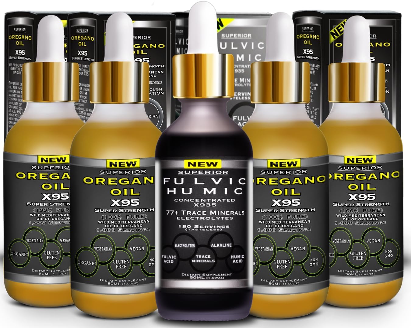 Fulvic Acid Humic Ionic Trace Mineral Drops with Electrolytes & Oregano Oil - Super Strength and Versatile Formula