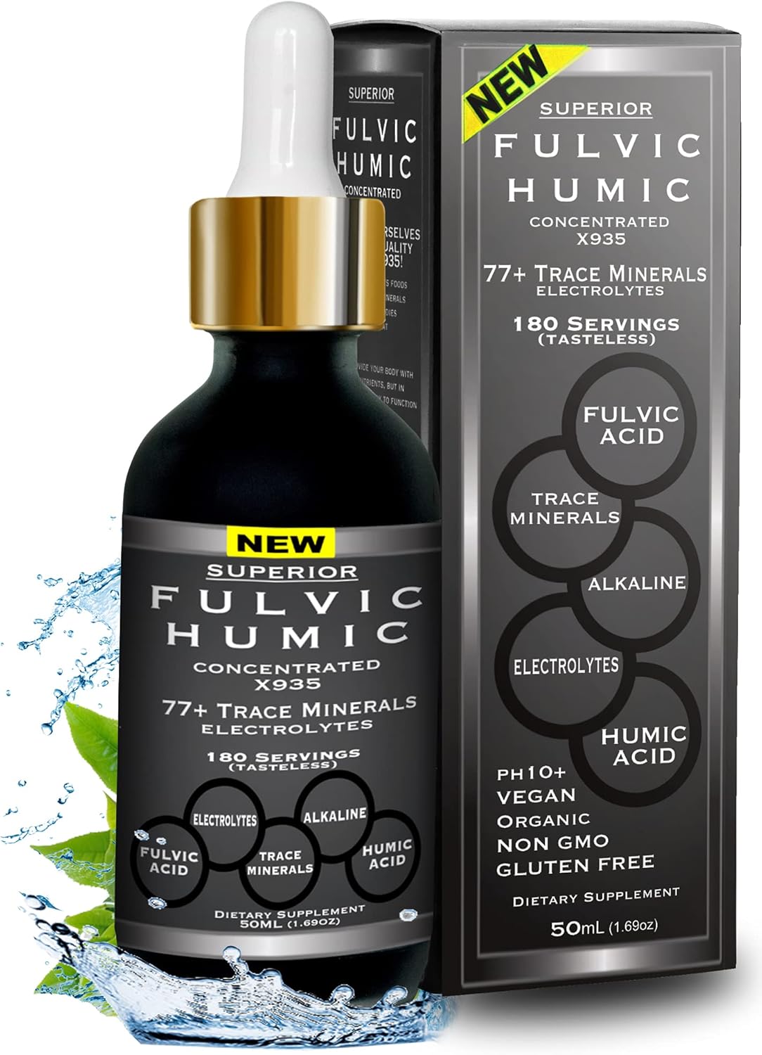 Fulvic Acid Humic Ionic Trace Mineral Drops with Electrolytes & Oregano Oil - Super Strength and Versatile Formula
