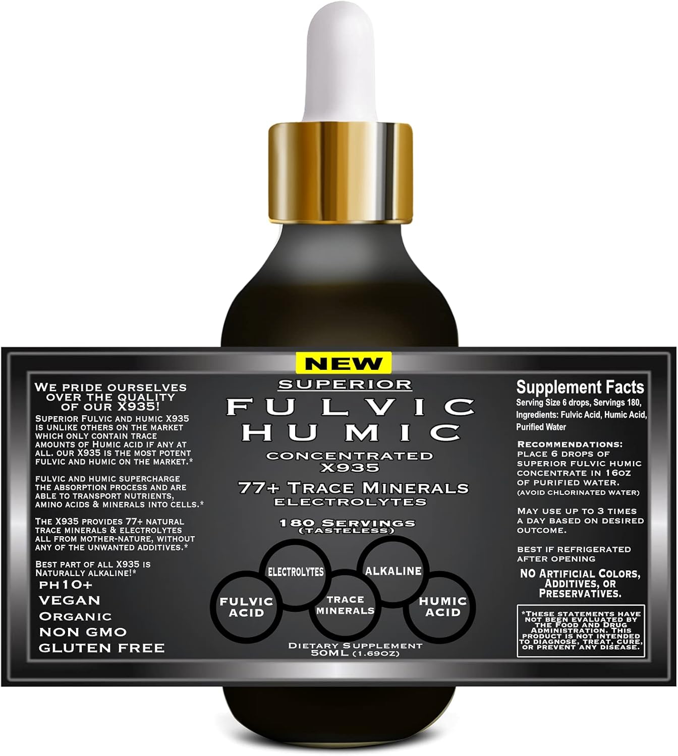 Fulvic Acid Humic Ionic Trace Mineral Drops with Electrolytes & Oregano Oil - Super Strength and Versatile Formula