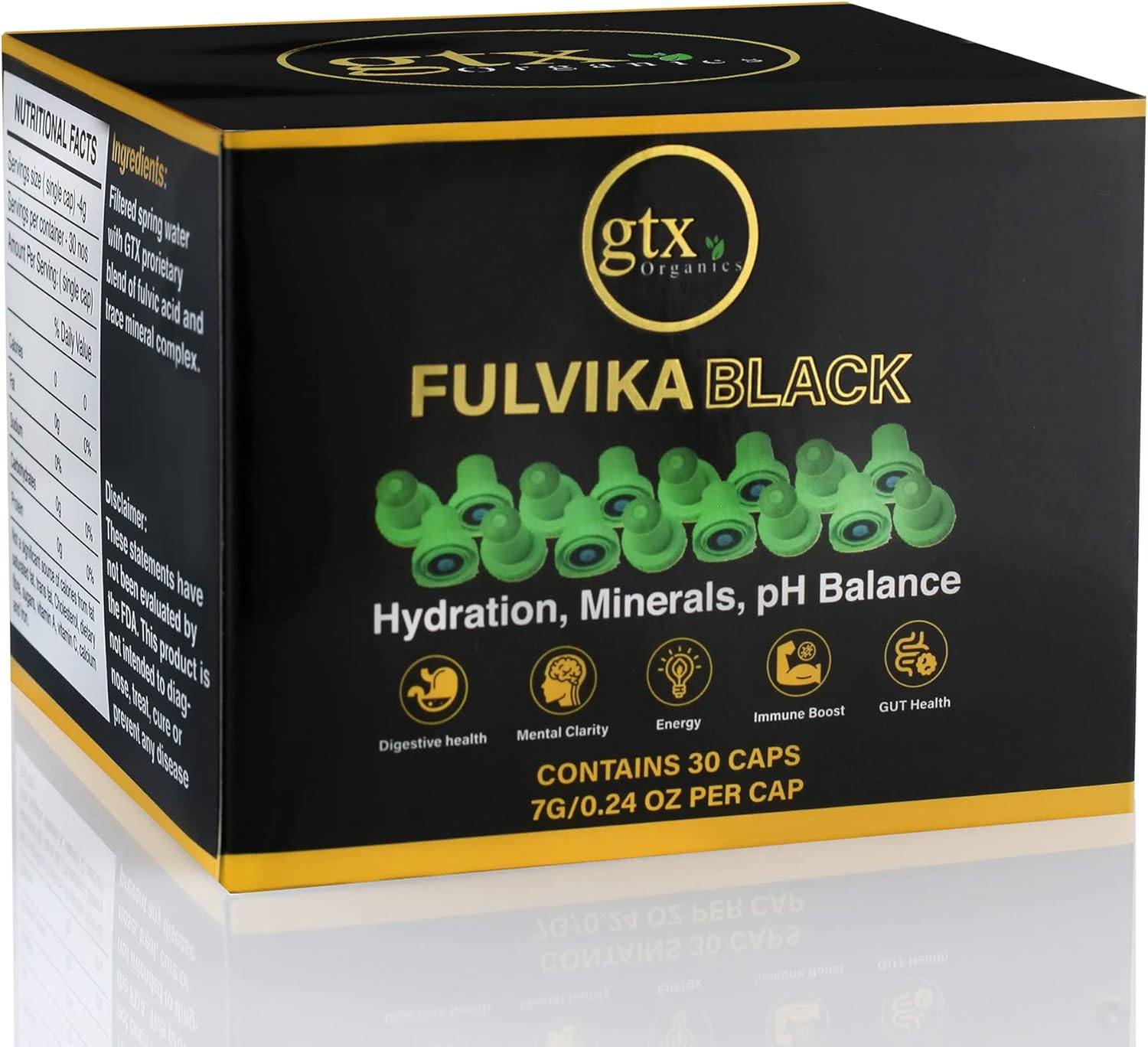 Fulvika Black Trace Minerals Supplement Capsules - 30 Servings, Flavorless, Plant-Based Electrolytes, Alkaline pH - 30 Count