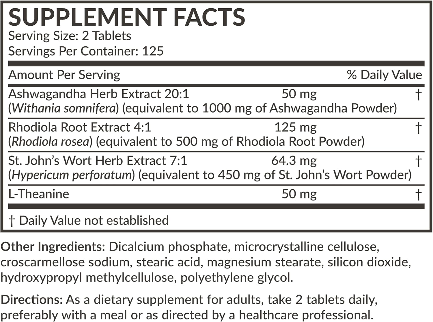 Futurebiotics Chill Pill with Ashwagandha, Rhodiola, St. John’s Wort, & L-Theanine - Non-GMO, 250 Vegetarian Tablets