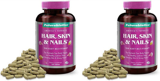 Futurebiotics Hair Skin Nails Beauty Multivitamin 135 Tablets x2 Pack - Support Healthy Hair Growth, Skin & Nails