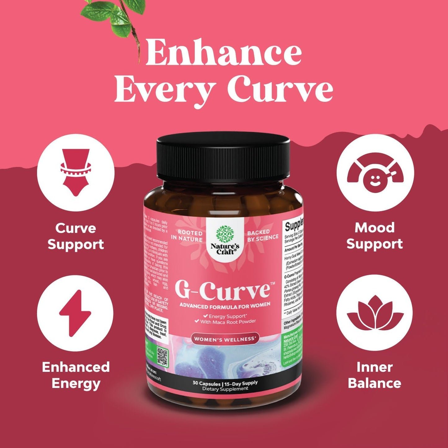 G Curve Horny Goat Weed for Women & Turmeric Gummies Bundle - Energy Boost & Joint Support with Peach Flavor