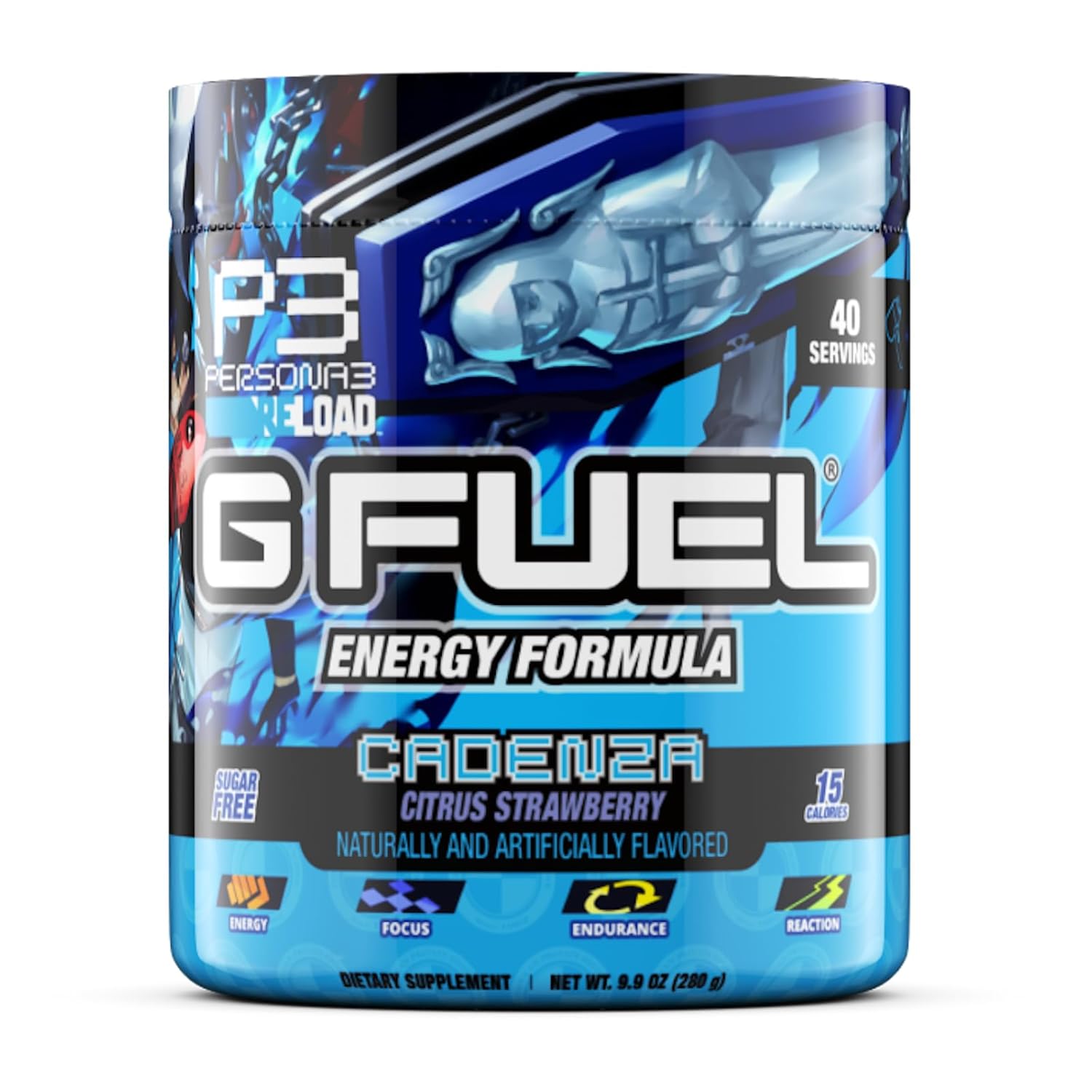 G Fuel Cadenza Energy Drink Powder - Citrus Strawberry Flavor, Sugar Free Pre Workout Mix with Caffeine, Focus Amino, Vitamins, and Antioxidants - 9.9oz, 40 Servings