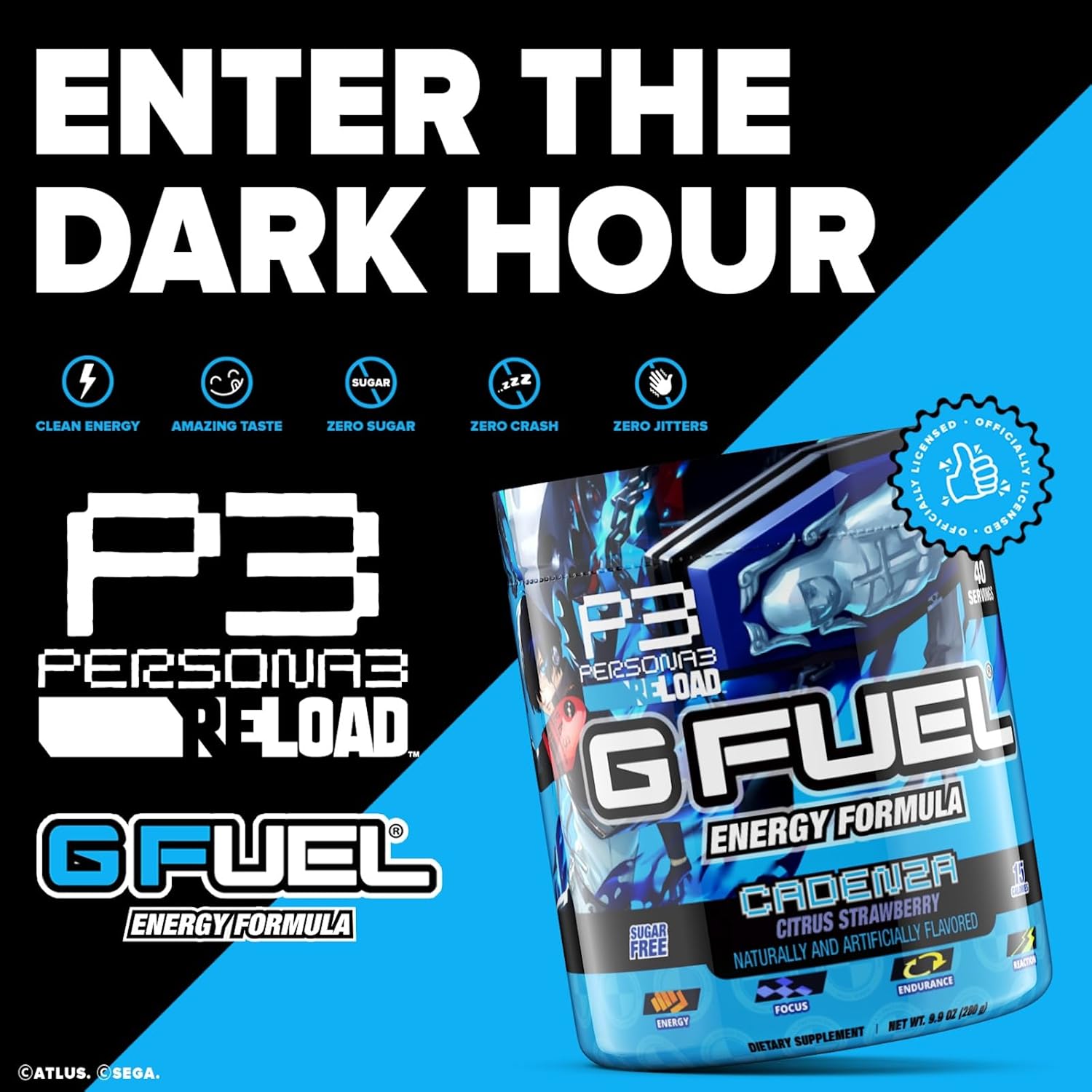 G Fuel Cadenza Energy Drink Powder - Citrus Strawberry Flavor, Sugar Free Pre Workout Mix with Caffeine, Focus Amino, Vitamins, and Antioxidants - 9.9oz, 40 Servings