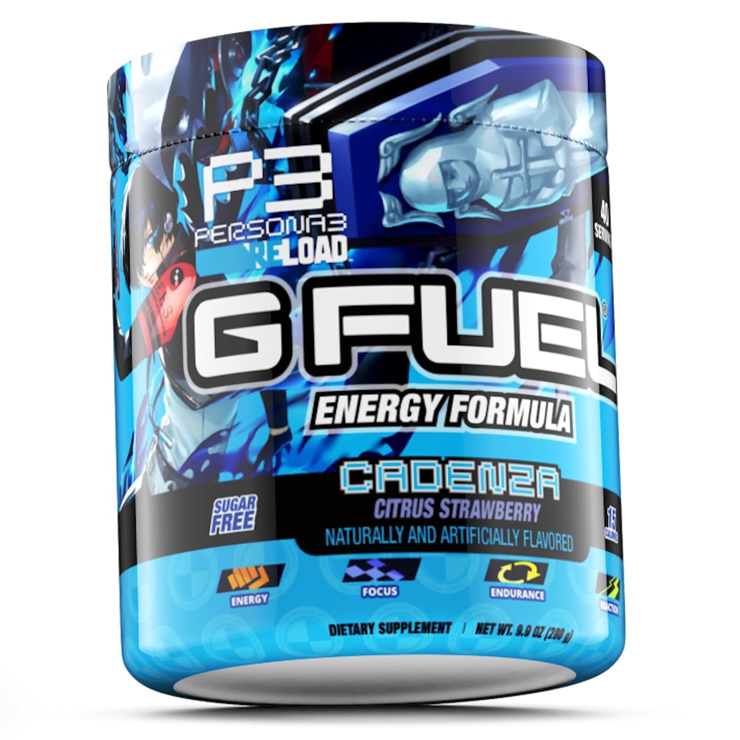 G Fuel Cadenza Energy Drink Powder - Citrus Strawberry Flavor, Sugar Free Pre Workout Mix with Caffeine, Focus Amino, Vitamins, and Antioxidants - 9.9oz, 40 Servings