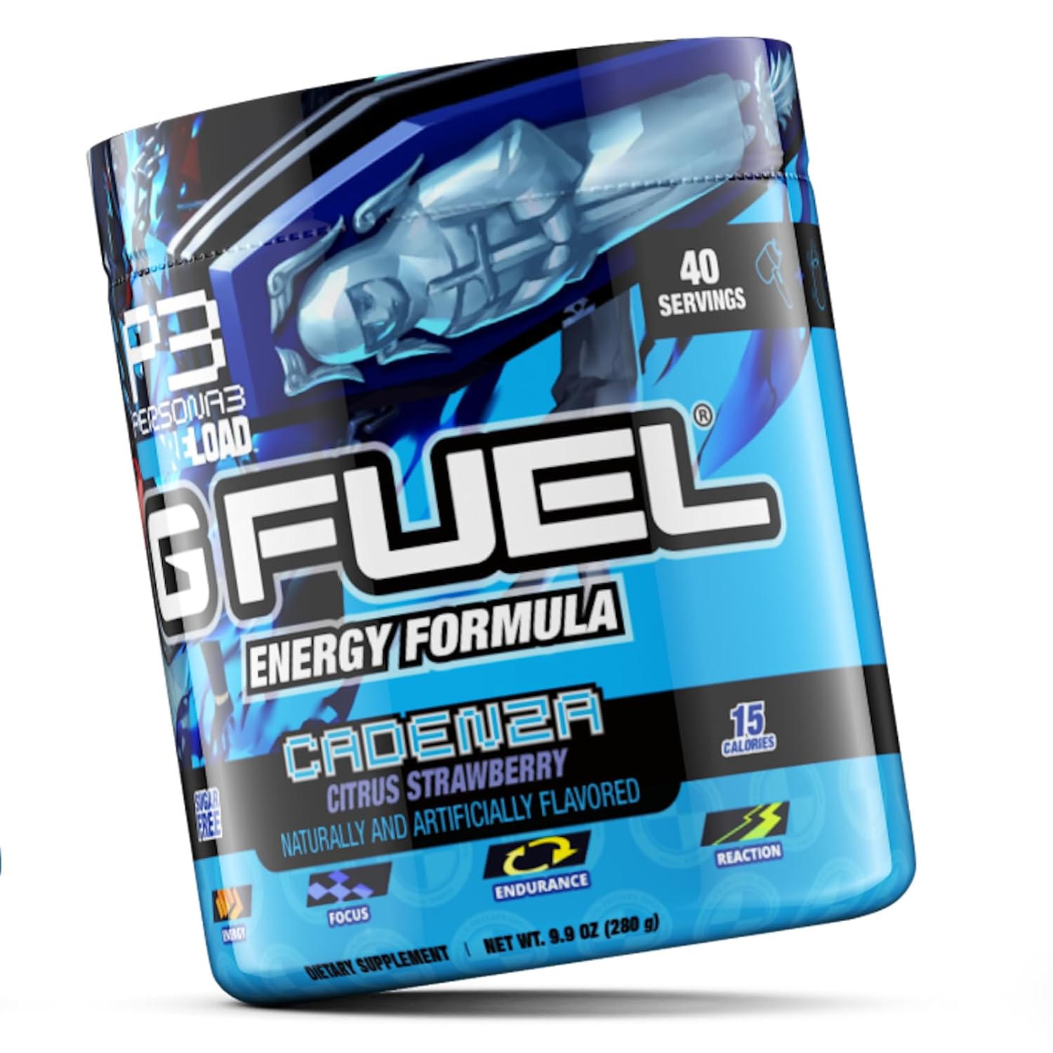 G Fuel Cadenza Energy Drink Powder - Citrus Strawberry Flavor, Sugar Free Pre Workout Mix with Caffeine, Focus Amino, Vitamins, and Antioxidants - 9.9oz, 40 Servings