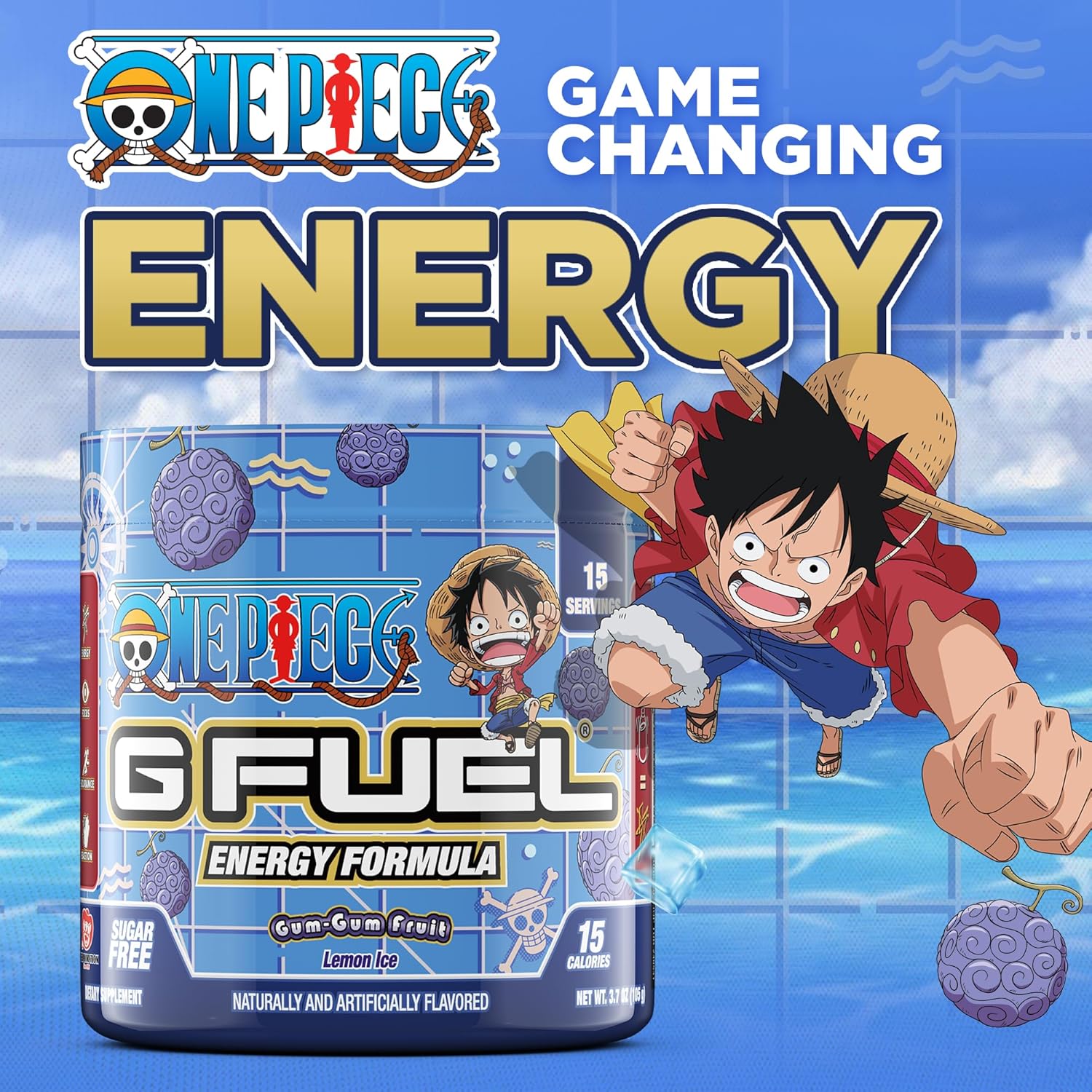 G Fuel Gum-Gum Fruit Energy Drink Powder for Gaming - Pre Workout Caffeine Mix with Amino Acids, Vitamins, and Antioxidants - Lemon Ice Flavor, 15 Servings