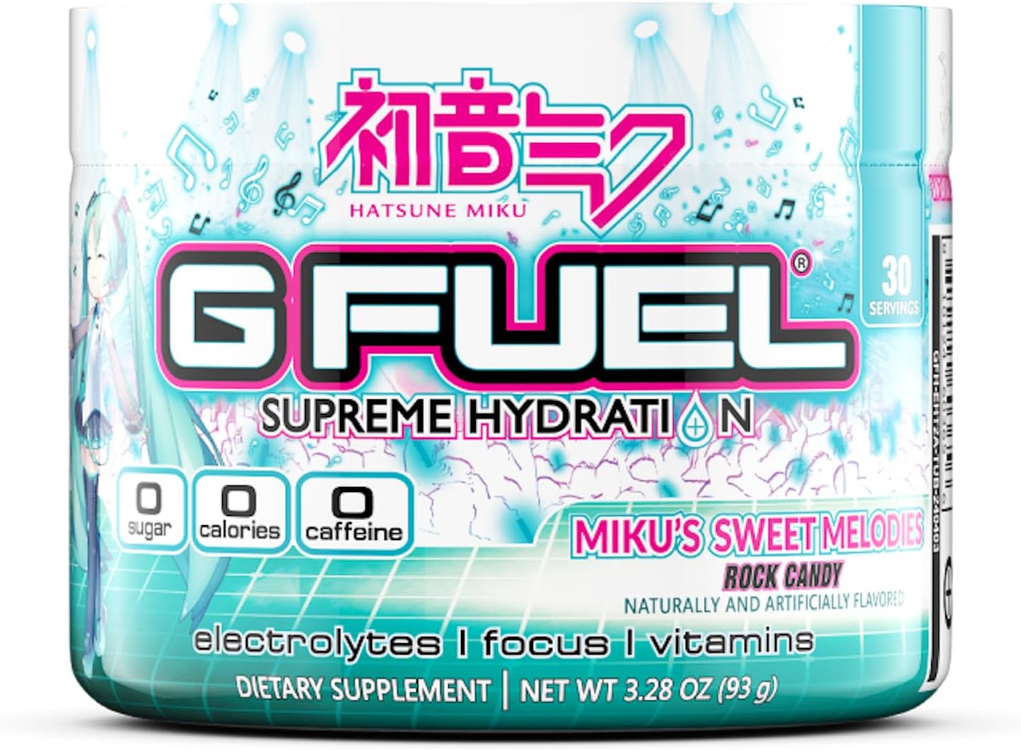 G Fuel Rock Candy Hydration Powder - Sugar Free, Zero Caffeine, Electrolyte Mix with Essential Minerals for Energy and Focus - 3.28 oz