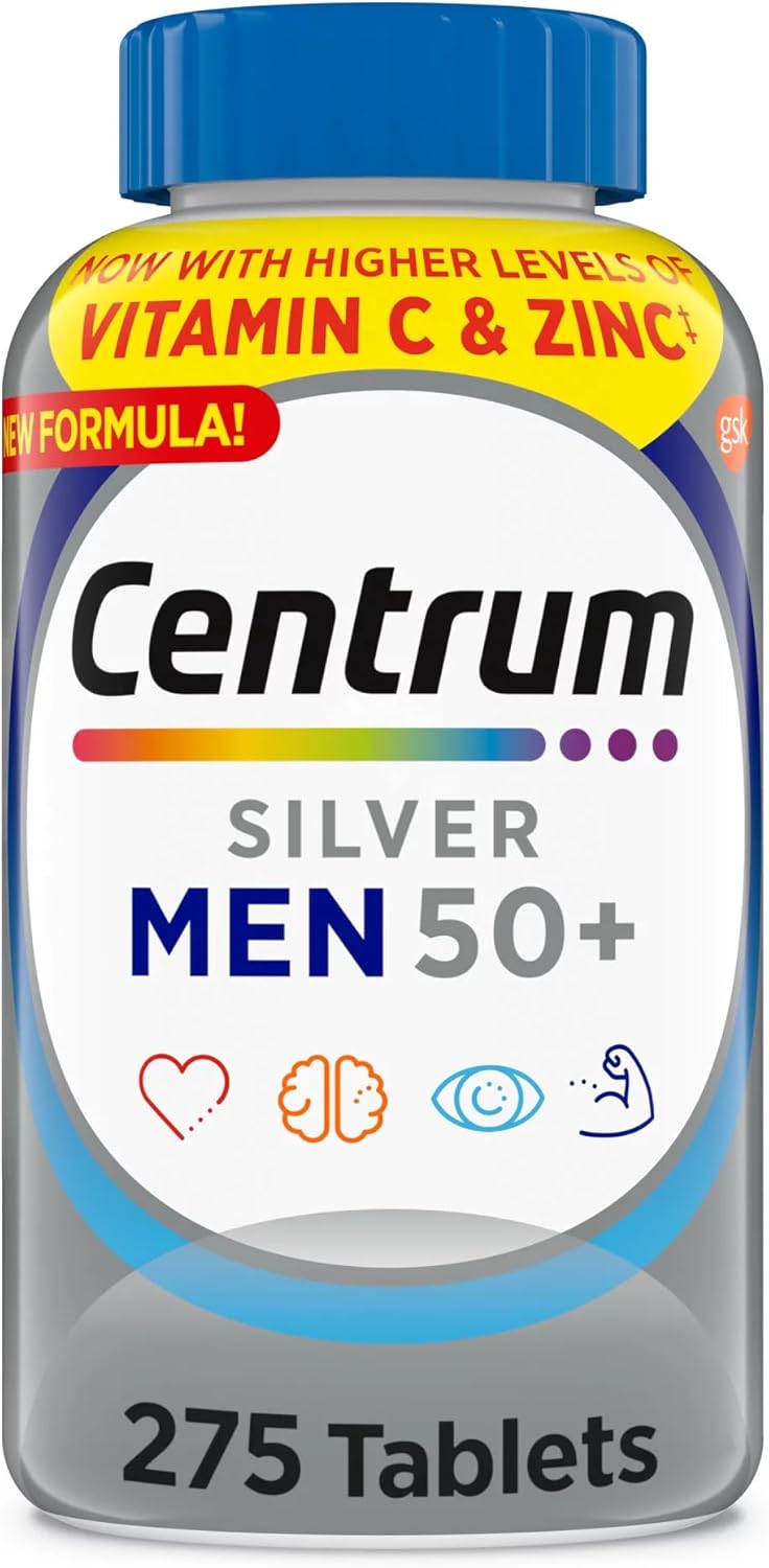 Gabrenz Centrum Silver Men 50+ Multivitamin Bundle with Pill Organizer Booklet - Promote Longevity with 10 Healthy Habits
