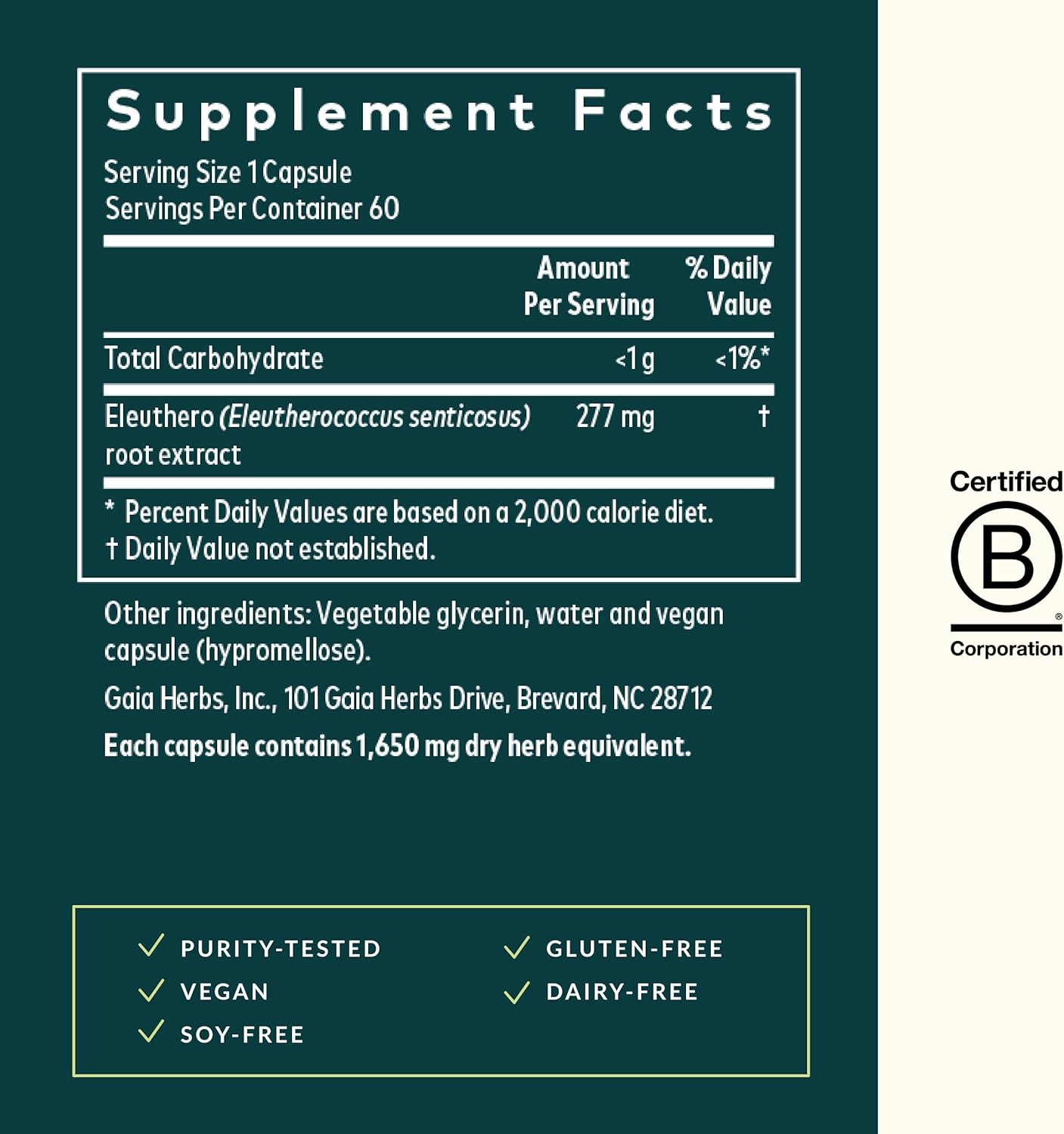 Gaia Herbs Eleuthero Root Capsules - Natural Energy & Stamina Support - Vegan Adaptogen Supplement for Mental Endurance - 60 Liquid Phyto-Caps