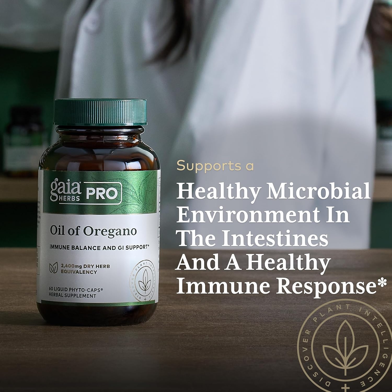 Gaia Herbs Oil of Oregano Capsules - 60 Liquid Vcaps for Immune Support and Overall Wellness