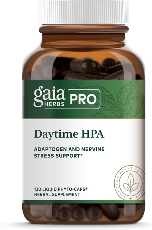 Gaia Herbs Pro Daytime HPA Supplement - Adaptogen & Nervine for Stress Support - Ashwagandha, Holy Basil, Oats, Rhodiola & Schisandra - 120 Vegan Caps