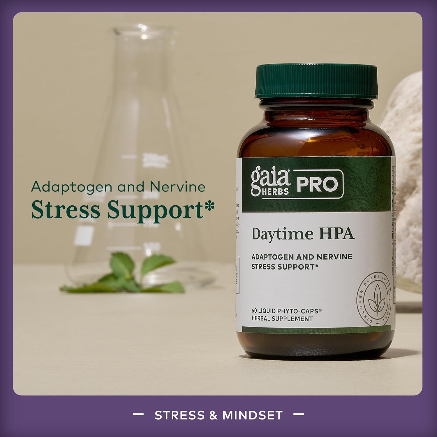 Gaia Herbs Pro Daytime HPA Supplement - Adaptogen & Nervine for Stress Support - Ashwagandha, Holy Basil, Oats, Rhodiola & Schisandra - 120 Vegan Caps