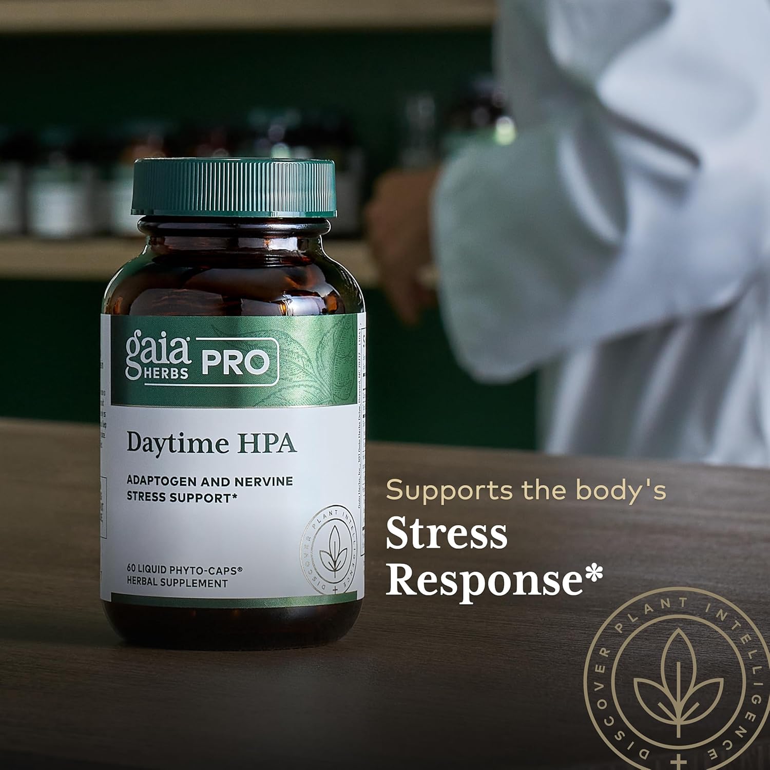 Gaia Herbs Pro Daytime HPA Supplement - Adaptogen & Nervine for Stress Support - Ashwagandha, Holy Basil, Oats, Rhodiola & Schisandra - 120 Vegan Caps