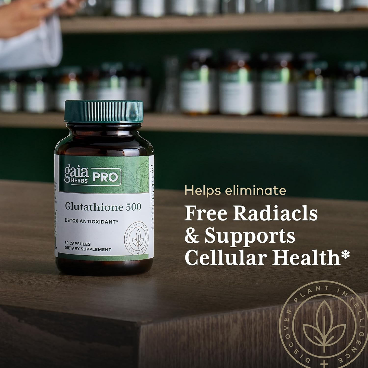 Gaia Herbs Pro Glutathione 500 - Antioxidant Support Supplement - 30 Capsules