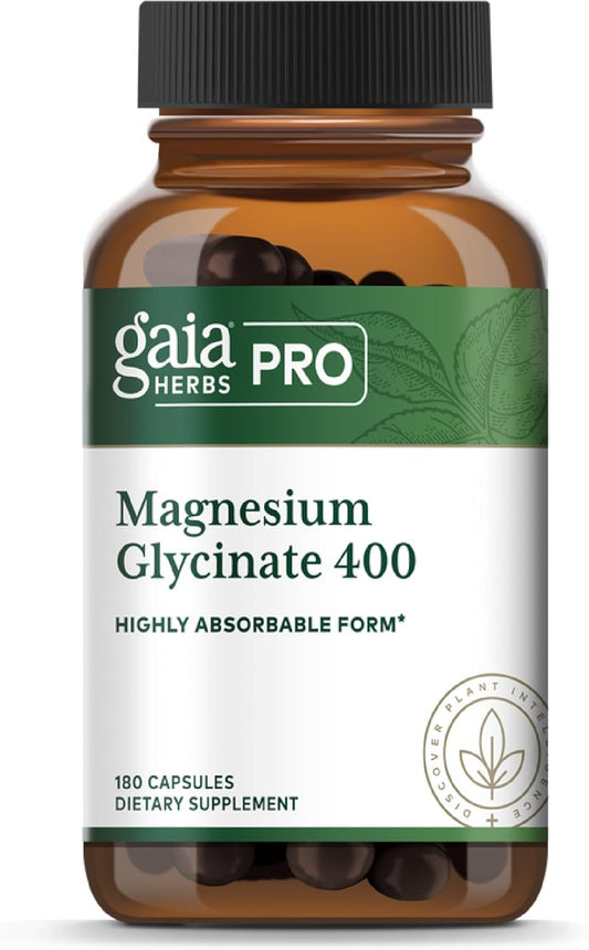 Gaia Herbs Pro Magnesium Glycinate 400 - Natural Sleep Aid & Stress Relief - Promotes Relaxation - 180 Capsules