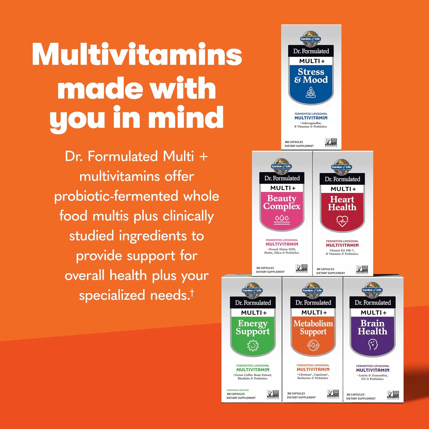 Garden of Life Dr. Formulated Multi+ Metabolism Support Capsules with Fermented Liposomal Multivitamin, Chromax, Capsimax, Berberine & Probiotics