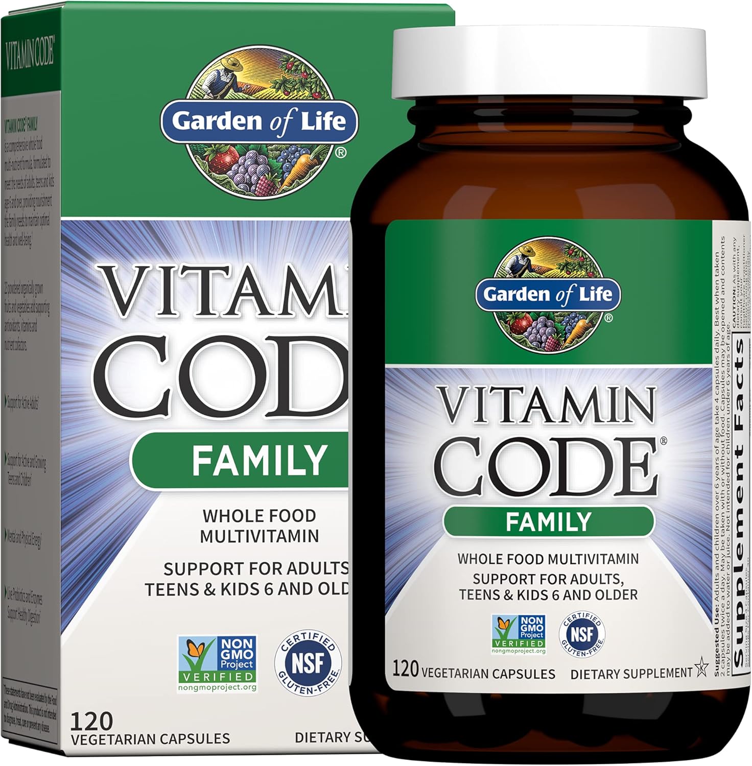 Garden of Life Family Multi with Vitamin D3- 5000 IU- 60 Capsules, Raw Whole Food Supplement