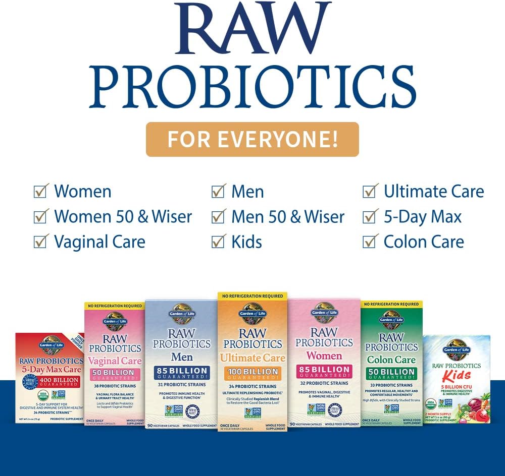 Garden of Life RAW Probiotics Kids Powder - 5 Billion CFU for Digestive & Immune Health - Mild Banana Flavor