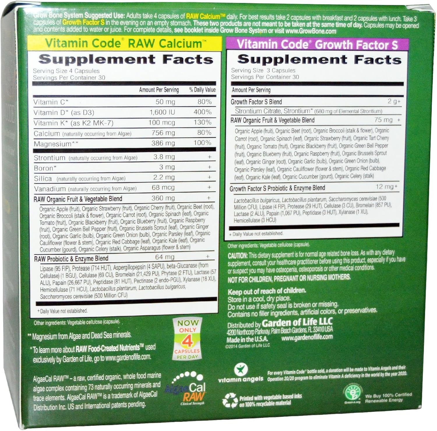 Garden of Life Vitamin Code Bone Growth Supplement - 2-pack, 60 Day Supply